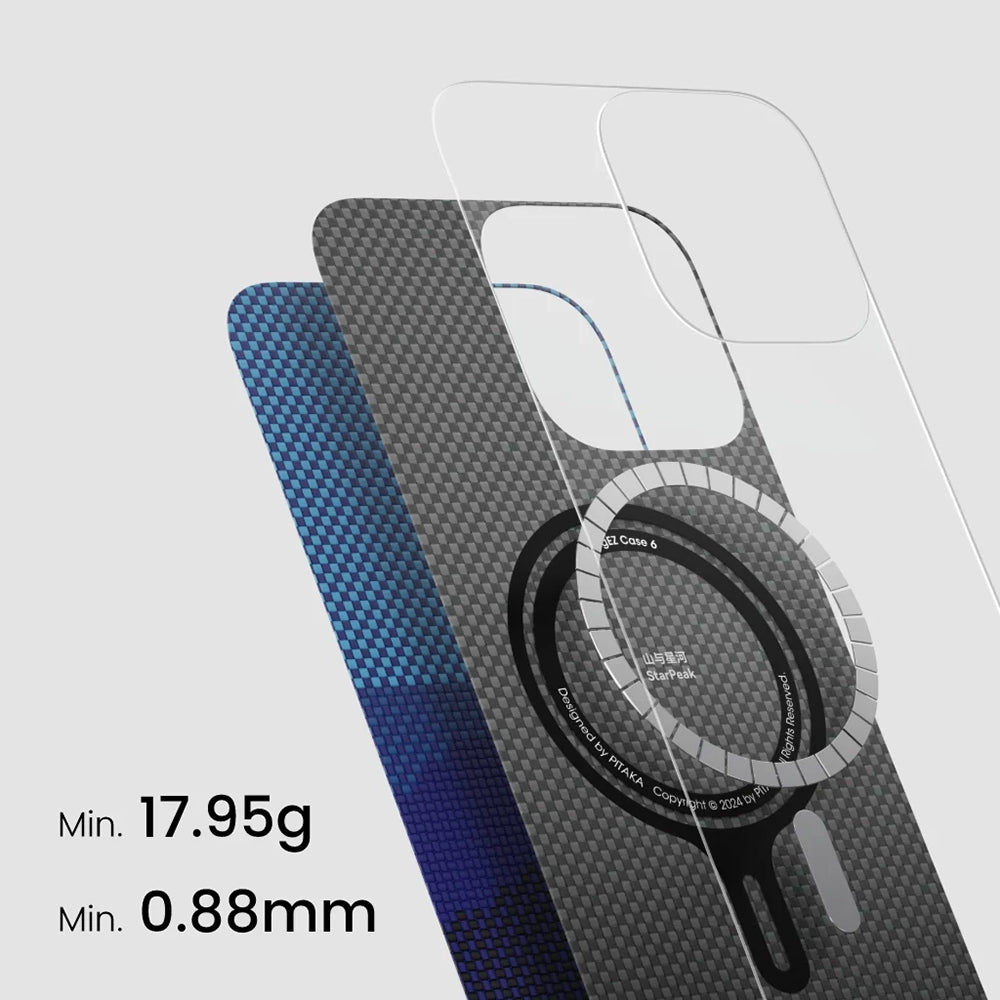 Pitaka Tactile Woven Starpeak Serisi iPhone 16 Plus M-safe Şarj Özellikli Aramid Fiber Over The Horizon Kılıf Pitaka Tactile Woven Starpeak Serisi iPhone 16 Plus M-safe Şarj Özellikli Aramid Fiber Over The Horizon Kılıf